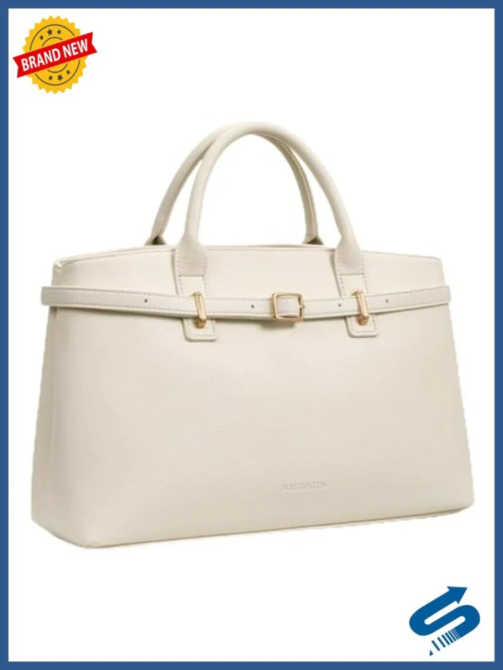 Structured Vegan Leather Satchel Tote Handbag with Removable Strap
